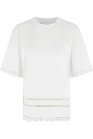 Isabelle Blanche Tops, Dames, Wit, S, Katoen, Kanten Wit T-Shirt
