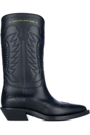 Dior Schoenen, Dames, Zwart, 37 EU, Rubber Knielaarzen met Slip-On Design