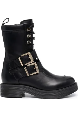 Moschino Schoenen, Dames, Zwart, 36 EU, Leer, Lace-up Boots
