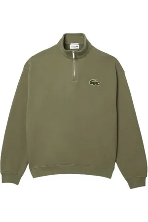 Lacoste Sweatshirts & Hoodies, Heren, Groen, S, Katoen, Loose-fit sweatshirt met rits en badge-accent