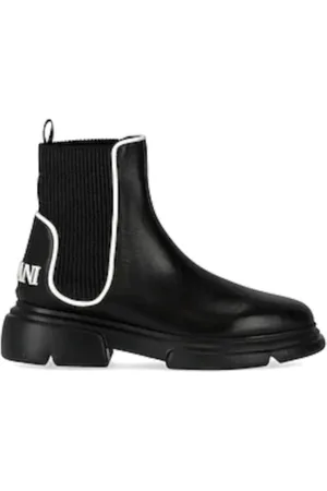 Emporio Armani Schoenen, Dames, Zwart, 39 EU, Leer, Elastische Instaplaars met Verhoogd Logo
