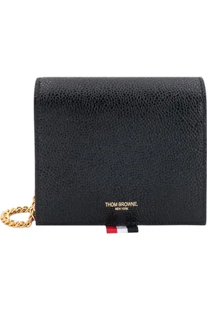 Thom Browne Accessoires, Dames, Zwart, ONE Size, Leer, Zwarte Zwarte Leren Kaarthouder
