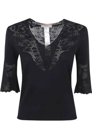 Twin-Set Blouses & Shirts, Dames, Blauw, L, Blauwe Pointelle Sweaters