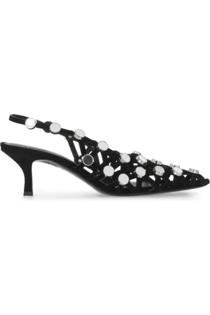 The Attico Schoenen, Dames, Zwart, 36 EU, Leer, Grid Slingback