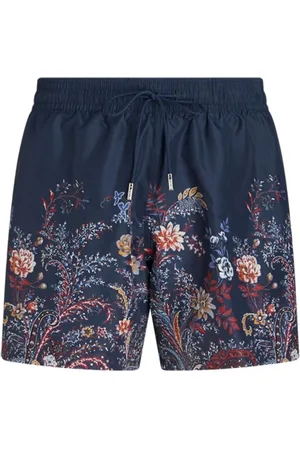 Etro Badkleding, Heren, Blauw, S, Floral Print Zwemboxer