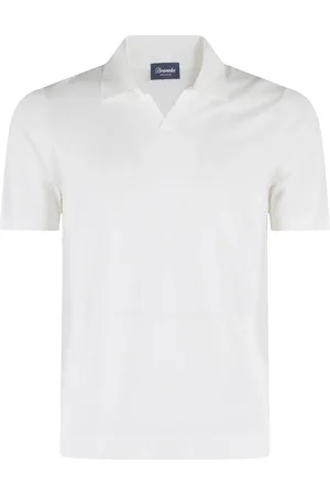 DRUMOHR Tops, Heren, Wit, XL, Katoen, Skipper Polo Katoen Gebreid Frost