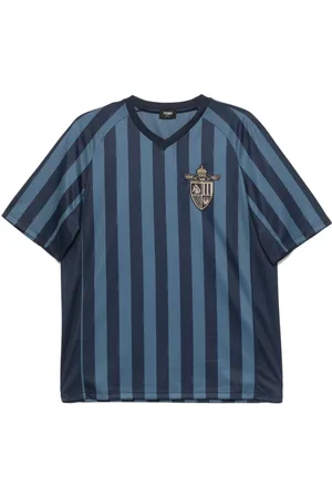 Fendi Tops, Heren, Blauw, XL, Polyester, T-Shirt Stof Blauw
