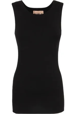 Plan C Tops, Dames, Zwart, S, Katoen, Gebreide Katoenen Top