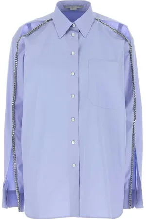 Stella McCartney Blouses & Shirts, Dames, Blauw, S, Poederblauwe Poplin Blouse