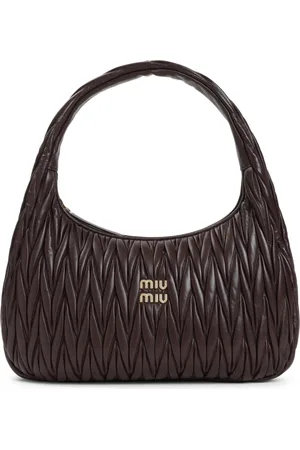 Miu Miu Tassen, Dames, Bruin, ONE Size, Bruine Leren Handtas Ss 25