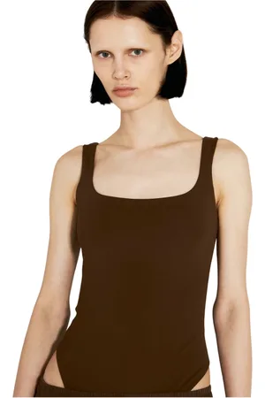 Entire Studios Tops, Dames, Bruin, L, Nylon, Square Neck Bodysuit