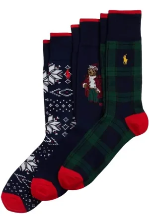 Ralph Lauren Ondergoed, unisex, Veelkleurig, ONE Size, Katoen, Set van 3 paar Polo Bear sokken