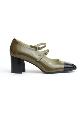 Carel Schoenen, Dames, Groen, 36 EU, Leer, Groene en Zwarte Pump met Bandje