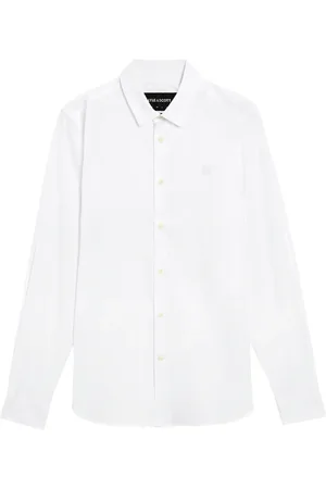 Lyle & Scott Overhemden, Heren, Wit, 2Xl, Katoen, Slim Fit Overhemd met Tonaal Logo