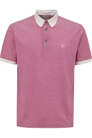 CANALI Tops, Heren, Roze, L, Katoen, Korte Mouw Roze Polo Shirt