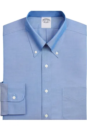 Brooks Brothers Overhemden, Heren, Blauw, XS, Katoen, Stretch Supima Katoen Non-Iron Pinpoint Oxford Overhemd met Button-Down Kraag