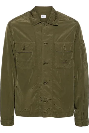 C.P. Company Jassen, Heren, Grijs, L, Nylon, Grijze Nylon Overshirt met Lange Mouwen