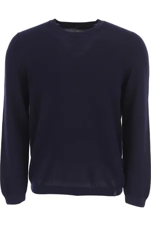 FAY Truien, Heren, Blauw, XL, Rondgebreide trui met ronde hals