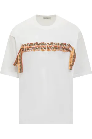 Lanvin Tops, Heren, Wit, XL, Curb Lace Oversized T-shirt