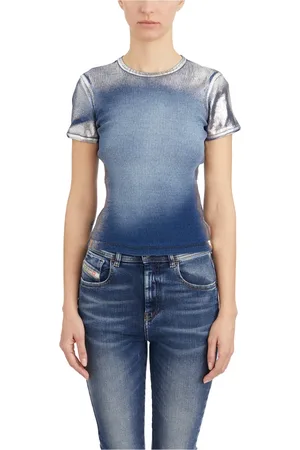 Diesel Tops, Dames, Blauw, M, Katoen, Long Sleeve Tee