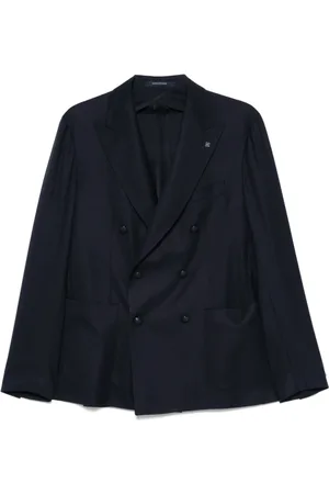 TAGLIATORE Jassen, Heren, Blauw, L, Wol, Marineblauwe Double-Breasted Blazer