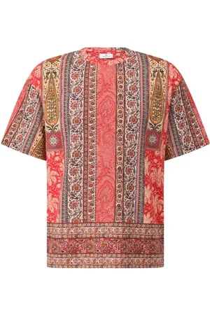 Etro Tops, Heren, Veelkleurig, XL, Katoen, T-shirt met Paisley-print van katoen
