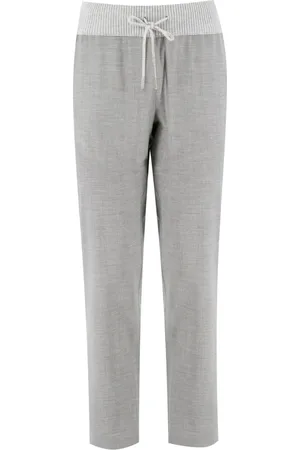 PANICALE Broeken, Dames, Grijs, M, Broek met trekkoord en contrasterende band