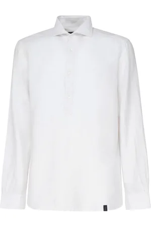 FAY Overhemden, Heren, Wit, 4Xl, Katoen, Wit poloshirt van katoen en linnenmix
