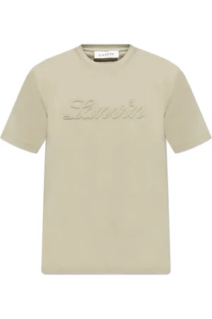Lanvin Tops, Heren, Groen, S, Katoen, T-shirt met Logo in Reliëf