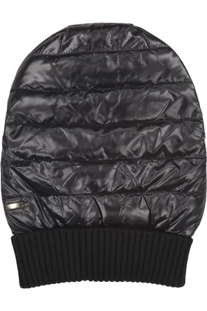 HERNO Accessoires, Dames, Blauw, L, Nylon, Geribbelde Gebreide Rand Nylon Gewatteerde Hoed