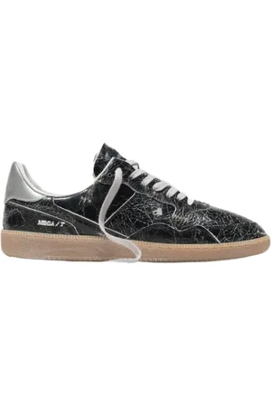 Hidnander Schoenen, Dames, Zwart, 36 EU, Leer, Retro Leren Sneakers