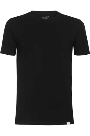 Les Deux Tops, Heren, Zwart, M, Katoen, Geribbelde T-shirt met ronde hals