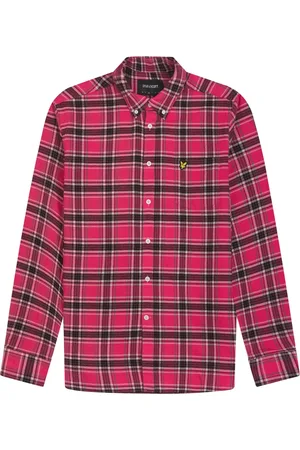 Lyle & Scott Overhemden, Heren, Roze, S, Katoen, Geruit Flanellen Overhemd