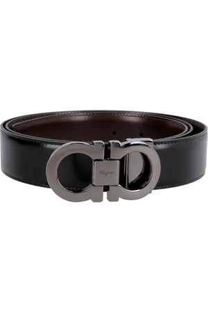 Salvatore Ferragamo Accessoires, Heren, Zwart, 105 CM, Leer, Omkeerbare leren riem