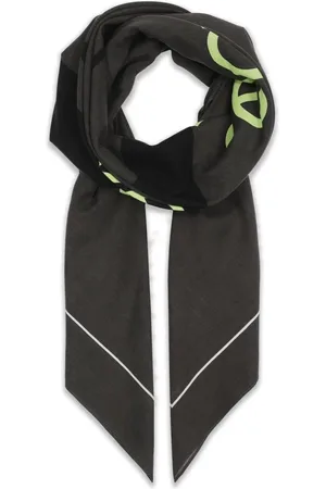 Calvin Klein Accessoires, Dames, Veelkleurig, ONE Size, Zwarte Gedrukte Sjaal