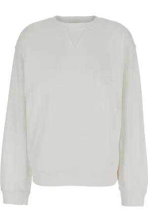 Frame Sweatshirts & Hoodies, Dames, Wit, M, Katoen, Witte Crewneck T-Shirt Met Tonaal Logo
