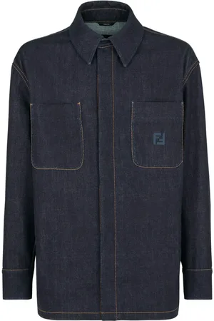 Fendi Jassen, Heren, Blauw, M, Denim, Jeans Jas Denim Blauw