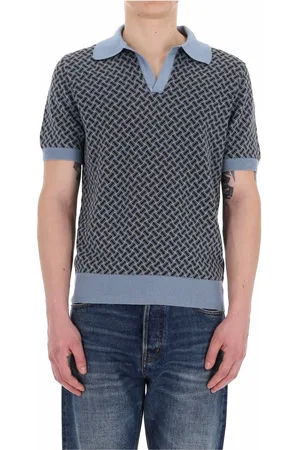 DRUMOHR Tops, Heren, Veelkleurig, L, Katoen, Iconisch Biscuit Patroon Polo Shirt