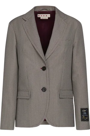 Marni Jassen, Dames, Grijs, S, Wol, Houndstooth Wollen Blend Jas