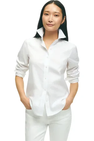 Brooks Brothers Blouses & Shirts, Dames, Wit, 2Xs, Katoen, Non-Iron Supima Stretch Pinpoint Oxford Overhemd