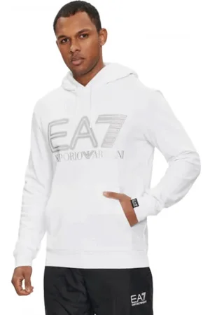 EA7 Sweatshirts & Hoodies, Heren, Wit, M, Katoen, Hoodie Sweatshirt
