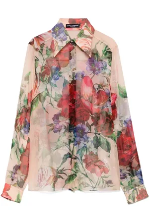 Dolce & Gabbana Blouses & Shirts, Dames, Veelkleurig, XS, Multi Colour Overhemd Semi-Transparant Roze Stijl