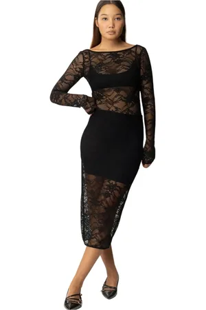 Patrizia Pepe Kleedjes, Dames, Zwart, L, Zwarte Kant Midi Rok Set
