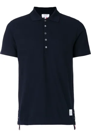Thom Browne Tops, Heren, Blauw, S, Katoen, Centre Back Stripe Polo Shirt