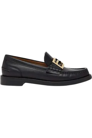 Fendi Schoenen, Dames, Zwart, 38 EU, Leer, Leren Loafer