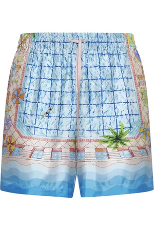 Casablanca Korte broeken, Heren, Veelkleurig, M, Le Plongeon Silk Shorts