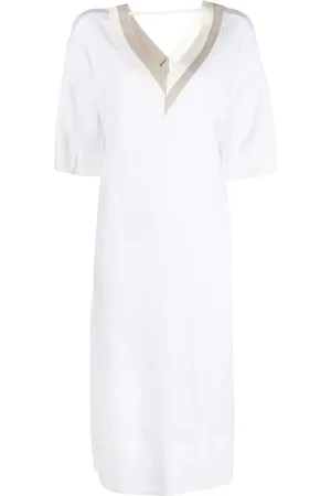 LORENA ANTONIAZZI Kleedjes, Dames, Wit, M, Katoen, Casual Midi Jurk in Wit