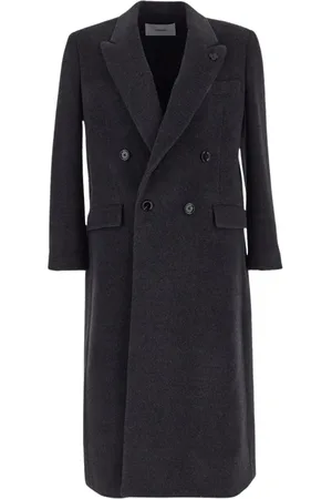 LARDINI Mantels, Dames, Grijs, L, Virgin Wool Double-Breasted Coat