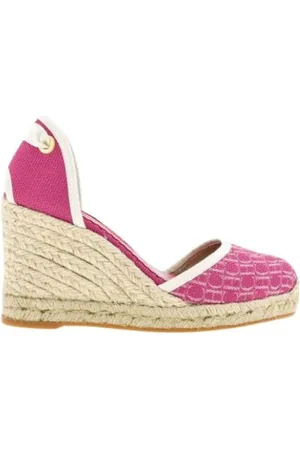 Carolina Herrera Schoenen, Dames, Roze, 36 EU, Jute, Canvas Buganvilla Sleehakken