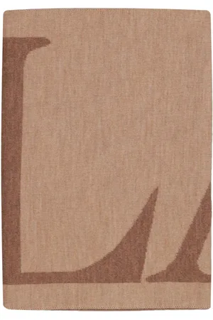 Lanvin Accessoires, Dames, Bruin, ONE Size, Wol, Beige wollen sjaal met camel logo-print